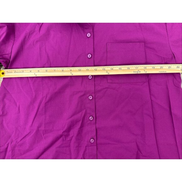 Attitudes By Renee Petite Woven Button Front Shirt Pleated Cuff‎ Size PM Purple - Picture 10 of 15
